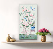June, a green chinoiserie canvas wrap
